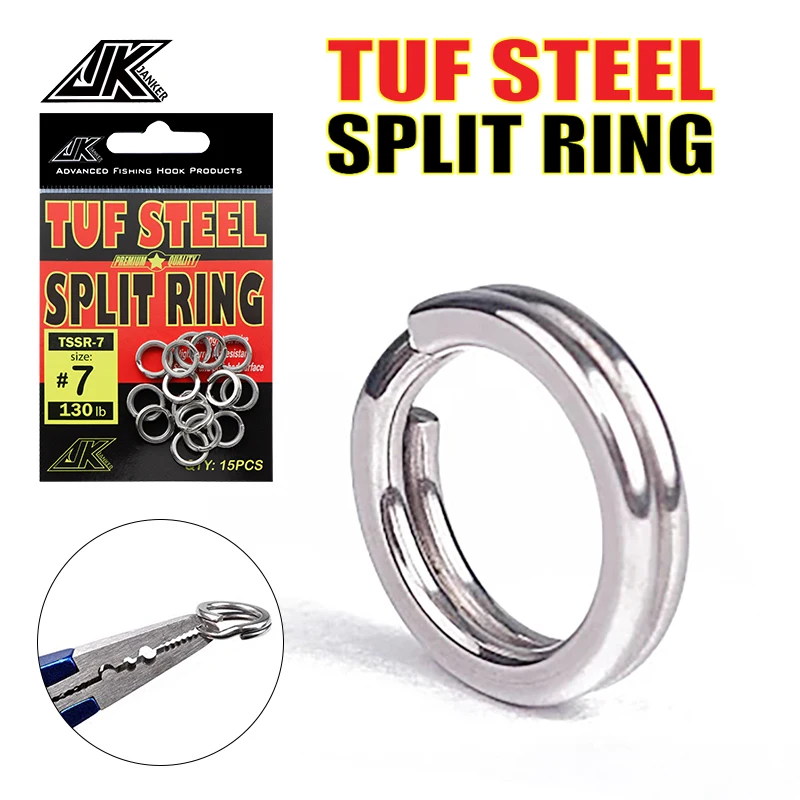 TSSR 50-300LB Split Ring Fishing Connector Heavy Lure Solid Rings Assist  Fishing Hook Accessories