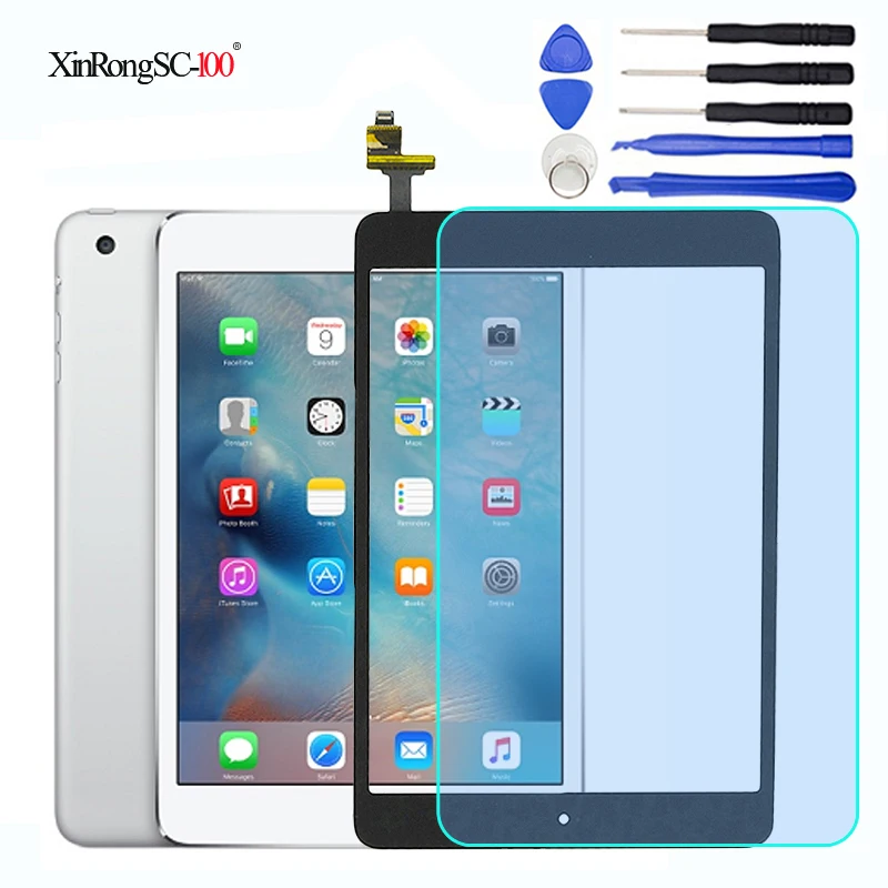 Для iPad Mini 1 2 Mini1 Mini2 A1432 A1454 A1455 A1489 A1490 A1491 ЖК сенсорный экран дигитайзер + IC чип соединитель Flex + кнопка