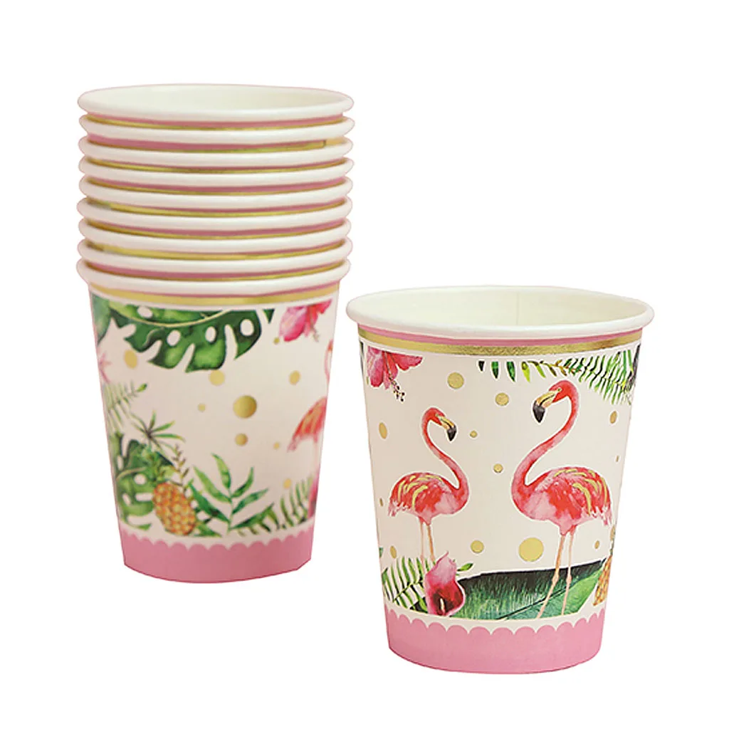 10pcs Tropical Flamingo Paper Disposable Cups Baby Shower Party Table Decoration