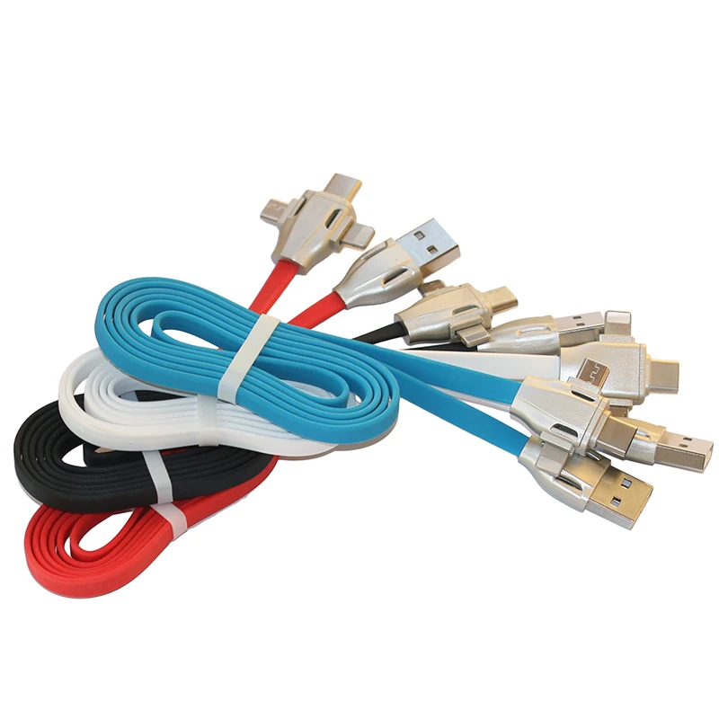 1mtr 3 в 1 type C micro USB плоский многофункциональный кабель для передачи данных и зарядки
