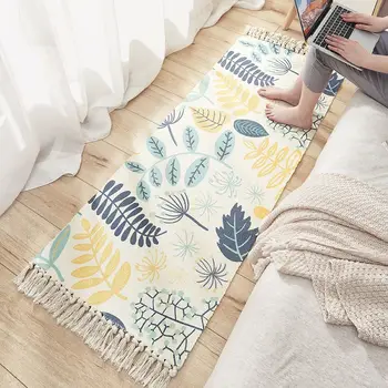 

Retro Carpet Rugs Hand Woven Cotton Linen Carpet Rug Bedside Rug Geometric Floor Mat Bedroom Carpetfor Living Room Home Decor