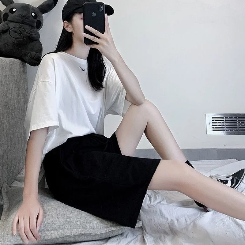 Shorts Women Black Ulzzang Trendy Ins New Arrival Summer All-match Simple Feminine Couple Unisex Leisure Trouser Popular Student
