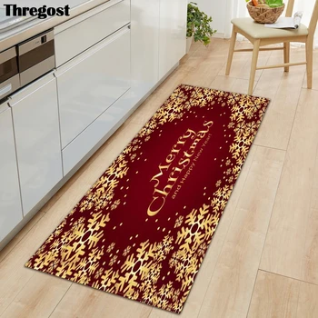 

Thregost Christmas Pattern Floor Mats Long Flannel Soft Living Room Carpet Anti-Slip Kitchen Rugs Shoe Mat
