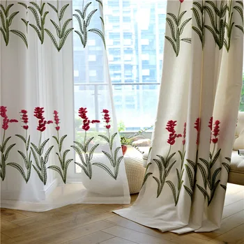 

Modern Curtains for Living Dining Room Bedrooms Pastoral Style Cotton and Linen Fabric Embroidery Curtains Tulles Customization