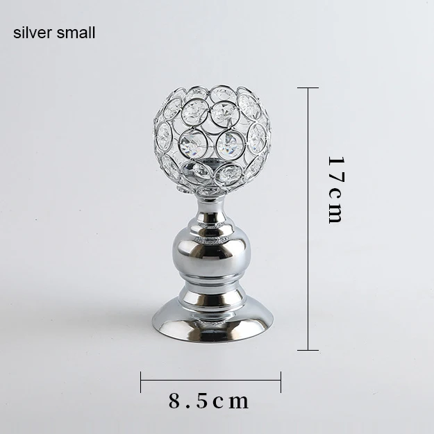 silver small Хрустальные подсвечники для чайника металлические стеклянные подсвечники Подставка свадебное украшение для стола вечерние Рождество Хэллоуин домашний декор - Цвет: silver small