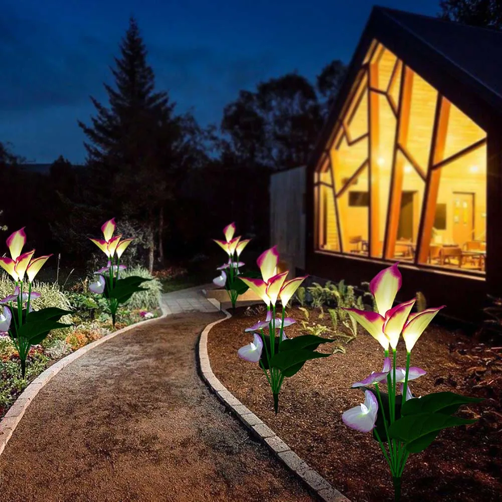 Светильники Calla Lily Flower на солнечной батарее уличные Водонепроницаемые