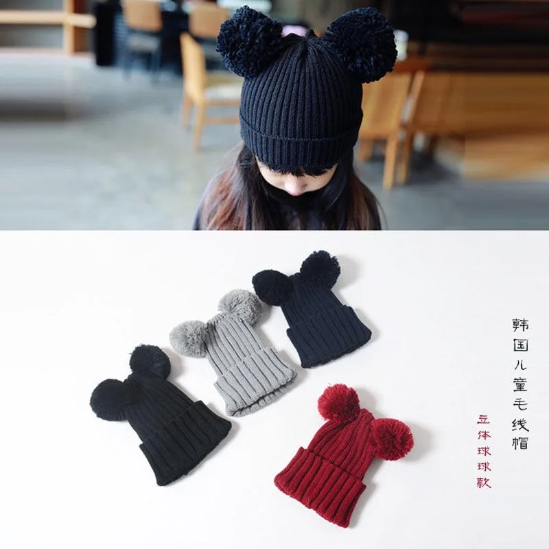 Children's hats keep warm in autumn and winter lovely girls boys and girls baby thickened knit hats are suitable for children ag