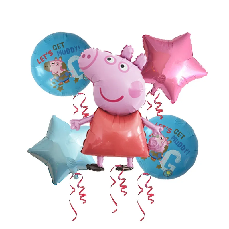 5 шт./партия 18 дюймов Peppa Pig helium Воздушные шары Дети День Рождения вечерние украшения детский душ Джордж баллон детские игрушки globos - Цвет: Коричневый