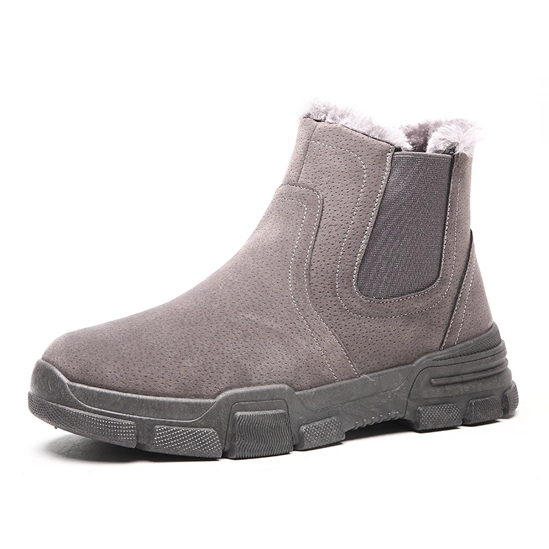 gray Male with velvet thickening warm winter cotton shoes shoes han edition men bread increased trend in men's boots - Цвет: gray