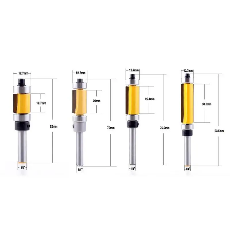

Bearing Trimming Knife For Handle 4 Sizes Wood Template Pattern Bit Flush Trim Router Bit Carbide Milling Cutter