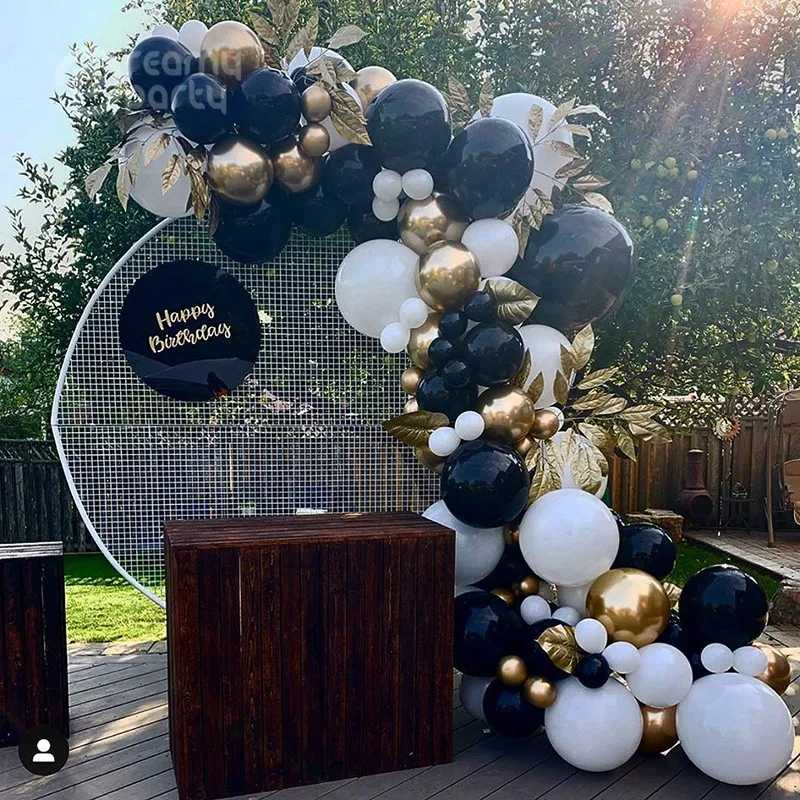 113pcs Matte Balloon Arch Kit Black White Balloons Garland Chrome Gold Globos Wedding Party Decor Baby Shower Supplies