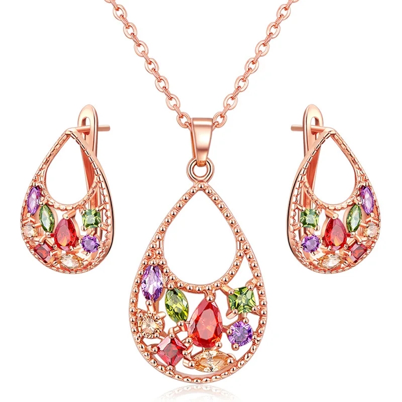 

KERASTASE Accessories Colorful Zircon Ear Clip Necklace Two-Piece Women's Bride Simple Zircon xiao tao zhuang Hot Selling