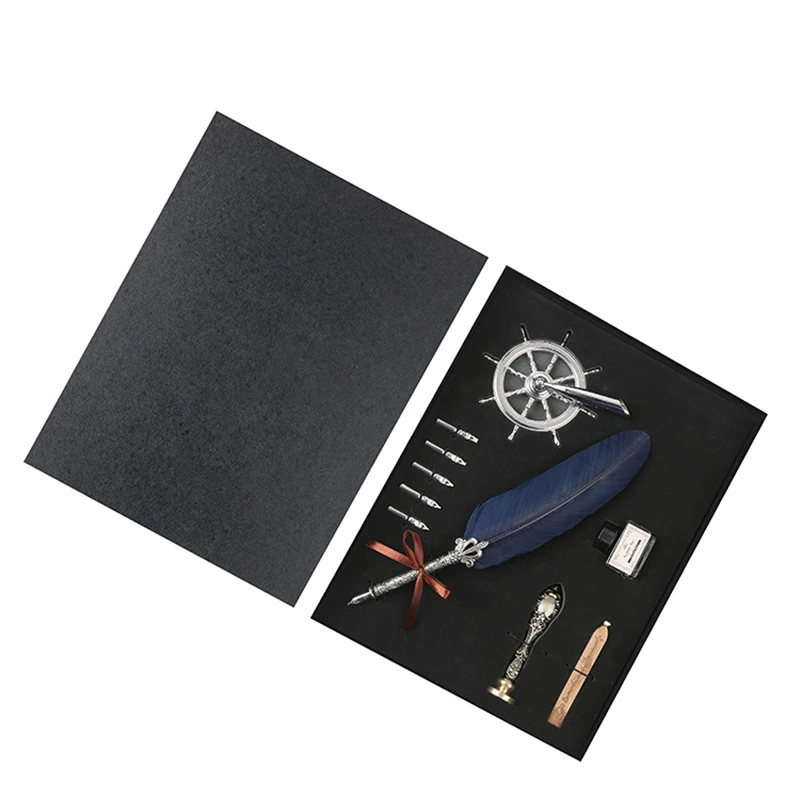

Antique Feather Pen Fountain Quill Dip Writing Set Rare Stationery Gift With Box