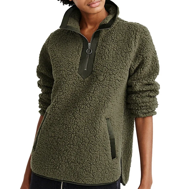 Winter Women Sherpa Sweaters Oversized Fleece Hooded Pullover Loose Fluffy Coat Zipper Coat Jacket Coat Top Outwear - Цвет: 04