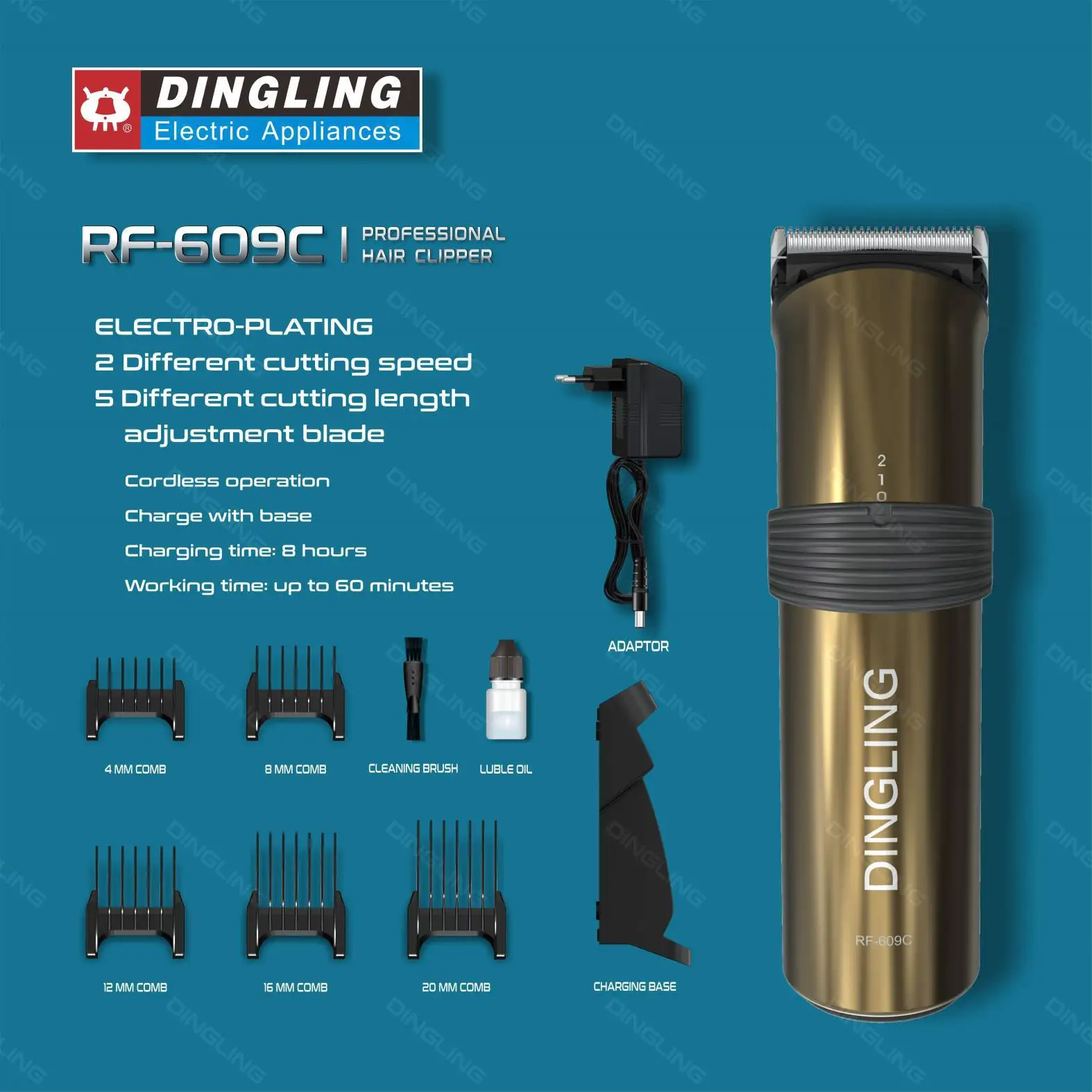 Professional Hair Trimmer Rechargeable Carbon Steel Blade Hair Clipper For Men 4 Hours Charge Time 220V 50Hz