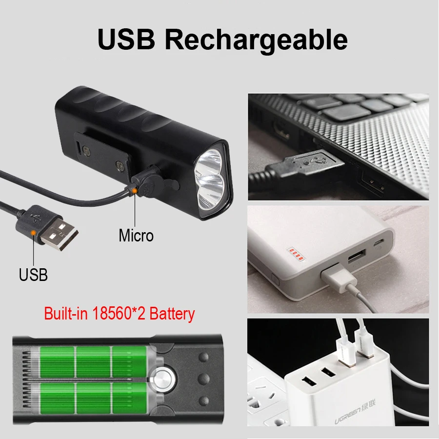 Skup NEWBOLER 2000Lums światła rowerowe L2 T6 USB akumulator 5200mAh światło rowerowe wodoodporny reflektor led Power Bank akcesoria rowerowe