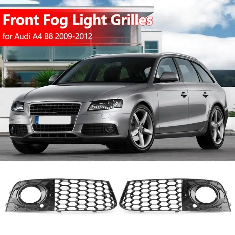 Front Fog Light Grilles Honeycomb Mesh Open Vent Grill for Audi A4 B8 09-12