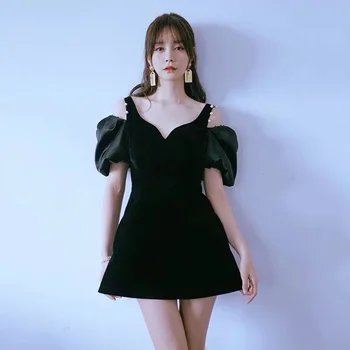 

Women Velvet Dress Black Summer Wide Spaghetti Strap Sexy Sleeve Slit Elegant Club Beach Party Solid Vintage Robe Vestidos