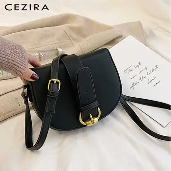 

CEZIRA Fashion Vegan Leather Crossbody Handbags For Women Luxury Buckle Belt Flap Bag Ladies Small PU Leather Shoulder Messenger