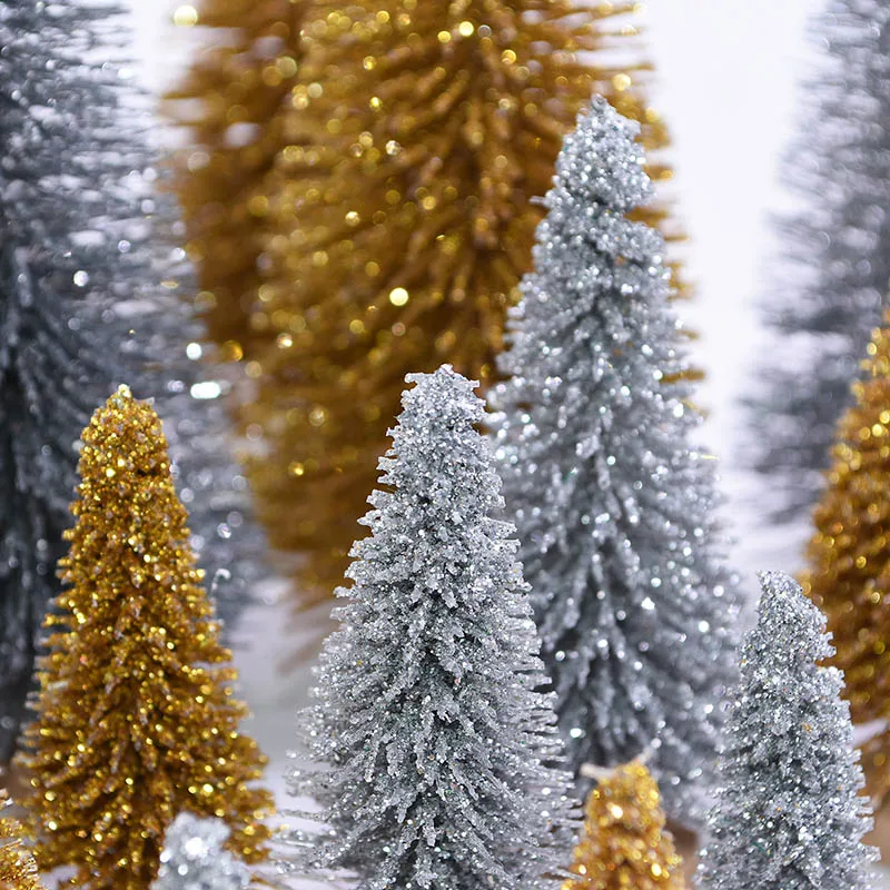 Мини Рождественская елка красная и Золотая миниатюрная Рождественская елка Navidad искусственная Рождественская елка украшения для рождественской вечеринки