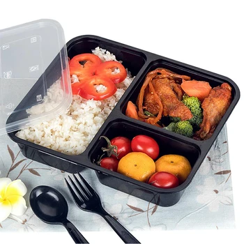 

5 Pcs Compartment Disposable Lunch Box Meal Prep Plastic Food Container With Lid Picnic Takeaway Box Reusable