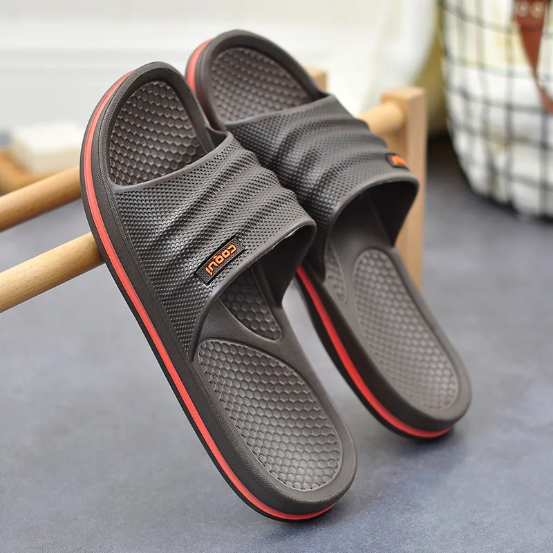 Zapatillas de casa con plataforma a rayas para hombre y mujer, zapatillas de interior antideslizantes de EVA, par de zapatillas para casa y baño, zapatos de verano