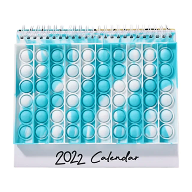 New Caderno Desk Calendar Pop its Notebook Bubble Fingertip Silicone Case Notepad Student Decompression Stationery Toys Gift D-Desk calendar