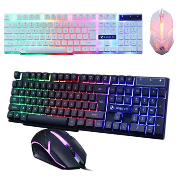 

Gaming Keyboard and Wired Mouse Combo Set LED Light Backlight for Computer PC H7EC