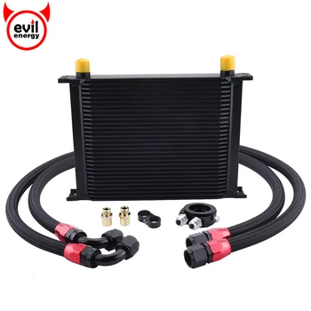 

evil energy 30 Row 10AN Aluminum Engine Transmission Oil Cooler Kit+Oil Filter Adaptor Kit +Nylon Braided Oil Hose Fittings Kit