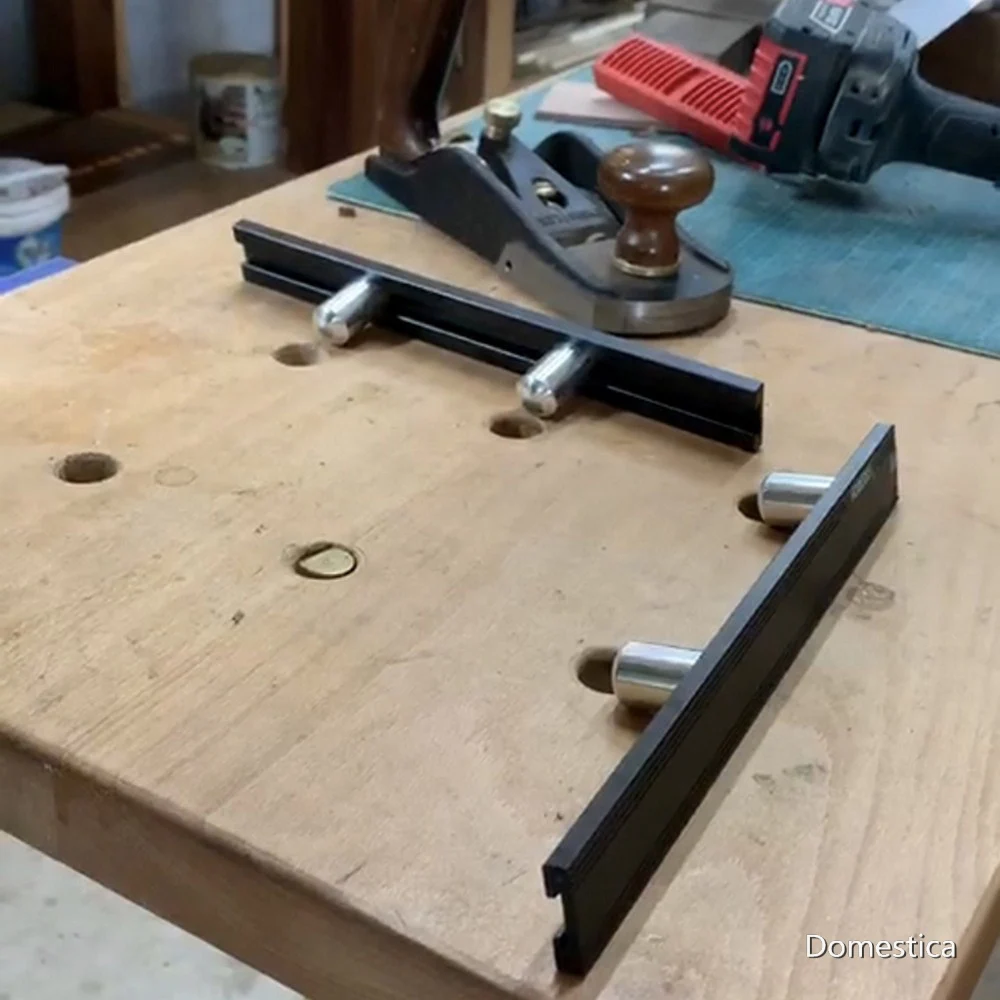 

19/20MM Dog Hole Woodworking Baffle With Adjustable Block Locating Plate Fixed Planing Stops Surface Dogs Workbench Tools