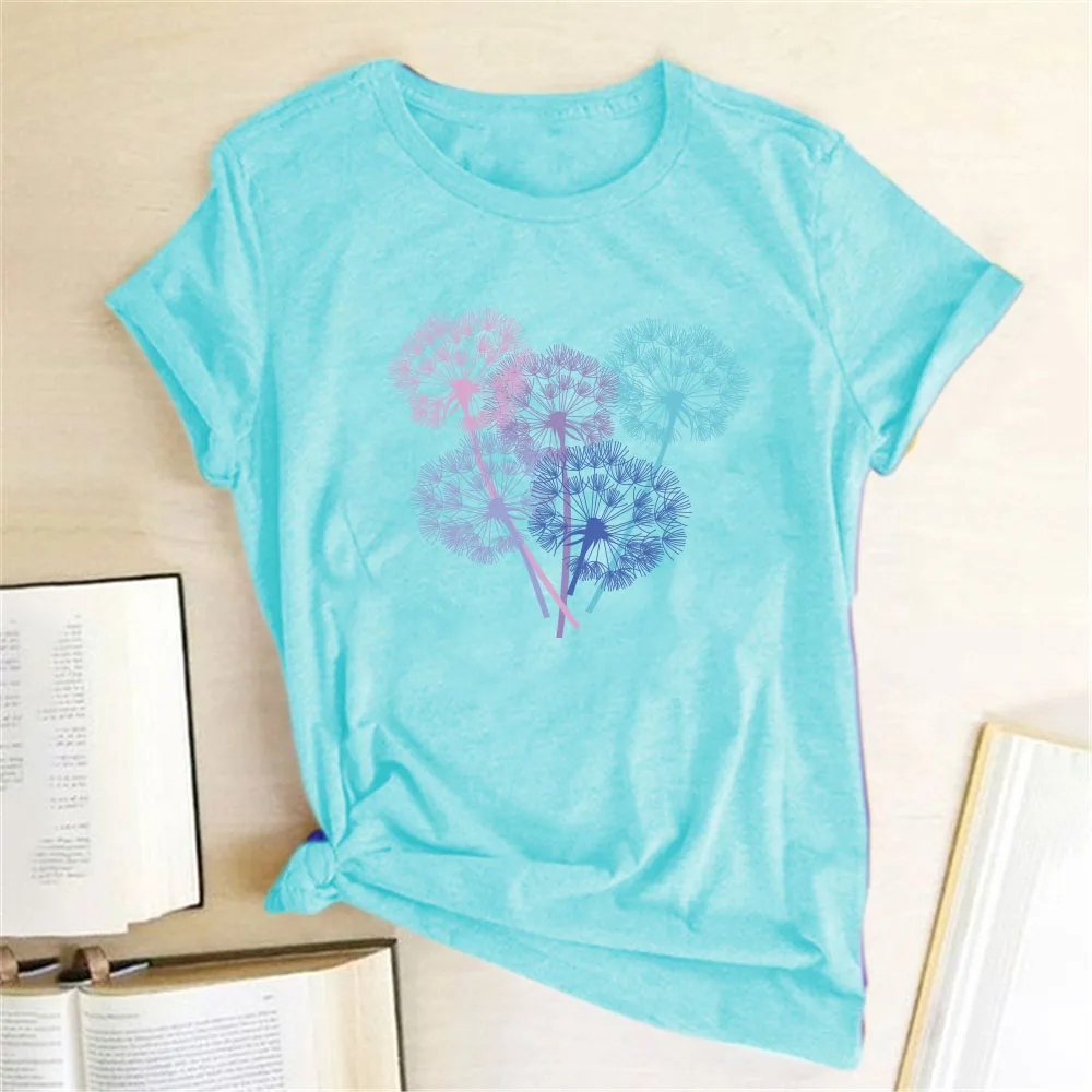 Color Dandelion Print Funny Women T-shirt Free Shipping JKP4746