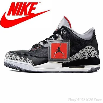 

Nike Air Jordan 3 Black Cement AJ3 Men 's Basketball comfortable Shoes High Burst Sneakers Sport Shoes 854262-001