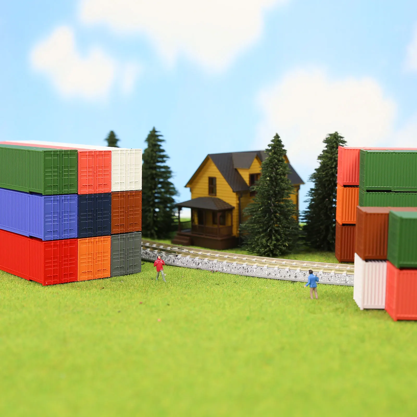 9pcs Model Railway N Scale 53' 1:160 53ft Blank Shipping Container Pure Color Ribbed Side Cargo Box - Image 6