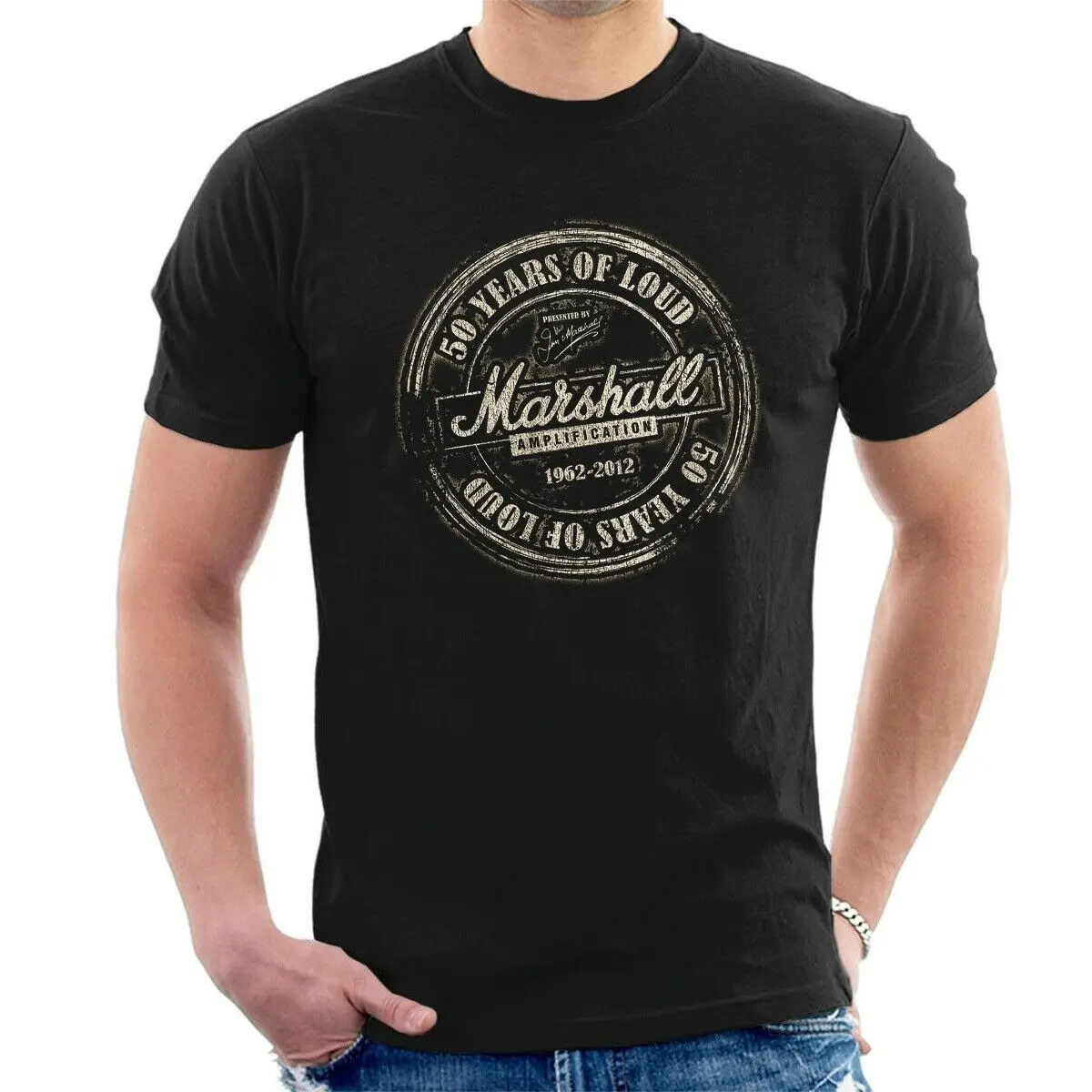Футболка Marshall Amplification 50 лет громкий все размеры S43 100% хлопок Классическая