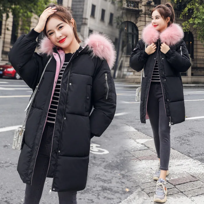 

Photo Shoot Down Jacket Women's 2019 New Style Winter Korean-style Mid-length Loose-Fit Cotton-padded Clothes down Coat Dongdaem