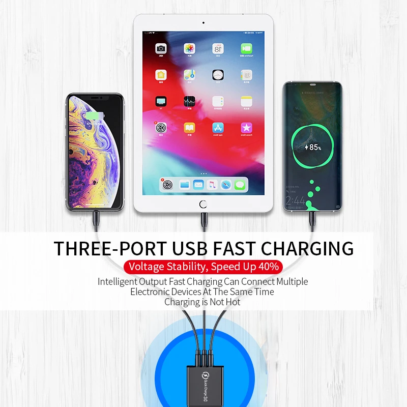 3 USB fast Phone charger Quick charge 3.0 phone tablet charger for iphone 12 pro max samsung Xiaomi Charger phone charging unit