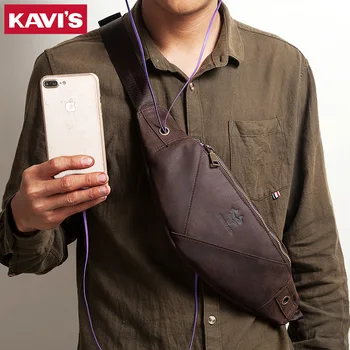 

Genuine Leather Multifunction Crossbody Sling Bag for Men Anti-theft Leather Shoulder Bags For iphone Women Trip Chest Bag Pack