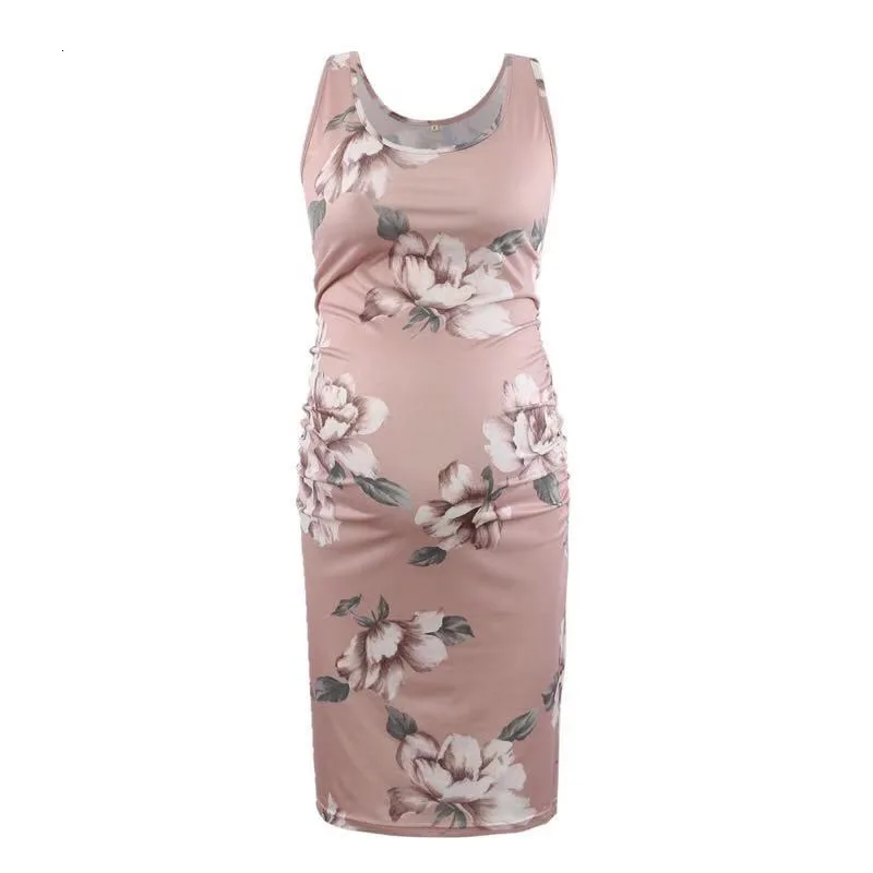 Round Neck beach Sleeveless robe Printing Maternity dresses pregnancy clothes pregnant Dress Dress grossesse embarazada