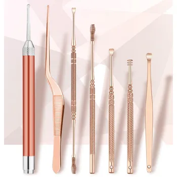

7pcs/set LED Ear Wax Pickers Stainless Steel Earpick Wax Remover Curette Ear Pick Cleaner Ear Cleaner Spoon Care Ear Clean Tool