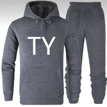 

TY For Men's Printed Any Logo Solid Hoodies+Pants Set Male Tracksuit Outdoors Sport Suit Men's Gyms Set Casual Sportswear Suit