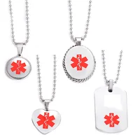 Free Engraving Unisex Stainless Steel Medical Alert ID Necklace Health Emergency Identification Pendant Necklaces Jewelry 1