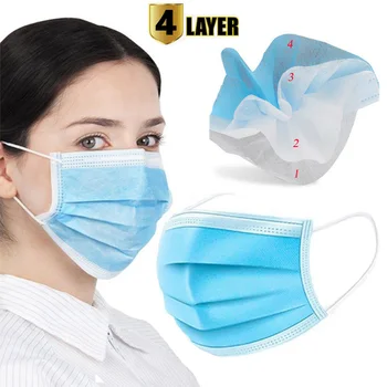 

Fast Shipping 20pcs Disposable Face mouth Mask 4 Layer Filter anti pollution face protection masks Non-woven PM2.5 Respirator
