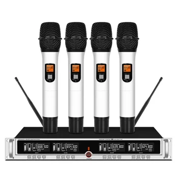 

Professional UHF wireless microphone four-channel lavalier handheld conference microphone