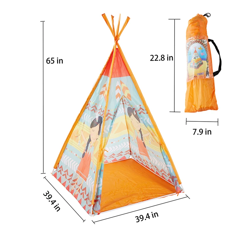 Палатка teepee портативная детская палатка Tipi детский игровой дом для девочек игровой домик Индия палатка-вигвам декор комнаты игровой домик спелтент - Цвет: Черный