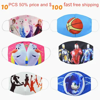

Kid Cartoon Cute sonic Mouth Face Mask 1Pcs Anti Dust Face Mouth Mask Reusable Breathable Cotton elsa girls mask