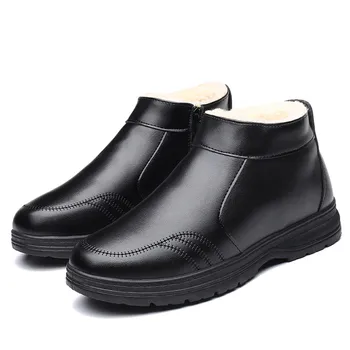 

Fashion Men Boots New Dressing Leather Snow Boots Plush Warm Winter Boot Male Shoes Adult Work Boots Winter Shoes Men Footwear