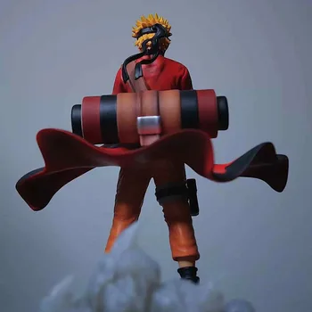

22cm Uzumaki Naruto Toad Anime Figure Red Cape Uzumaki Naruto with Two Little Toad doll Action Figure Collect Children Toys gift