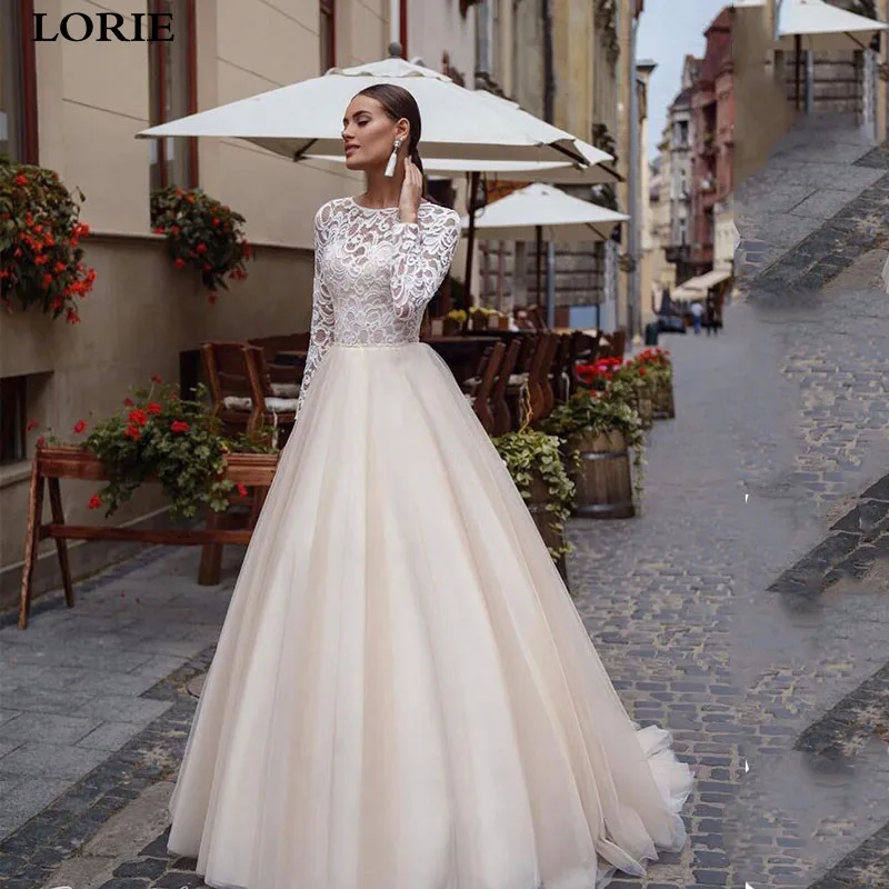 Лори Бохо свадебное платье с длинным рукавом vestidos de novia A Line свадебное платье Романтические свадебные платья с корсетом