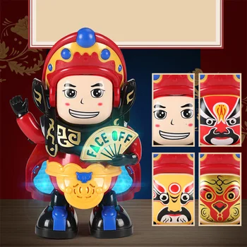 

Chinese Traditional Face Changing Dolls Toy Feature Chinese Culture Opera Face Changing Doll Light Music Dance Robot Toy For Kid