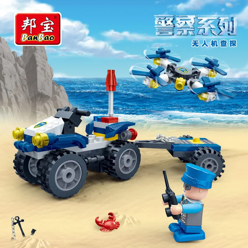 

BanBao New Style Police Series Building Blocks Boy Educational Small Particles Assembled Children UAV Toy Find out 7023